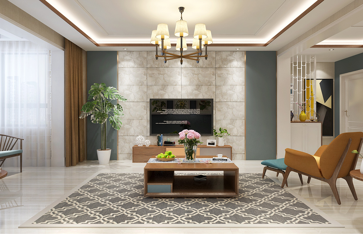 鳴湖半島132平米現代簡約風格裝修效果圖