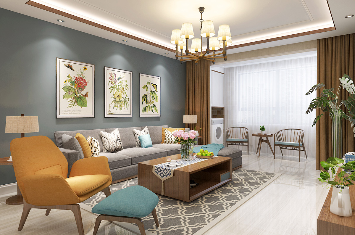 鳴湖半島132平米現代簡約風格裝修效果圖