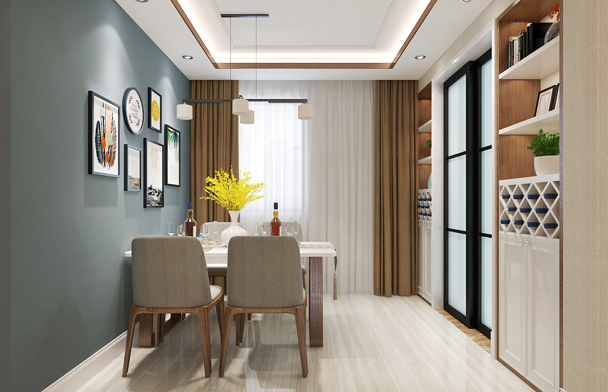 鳴湖半島132平米現代簡約風格裝修效果圖