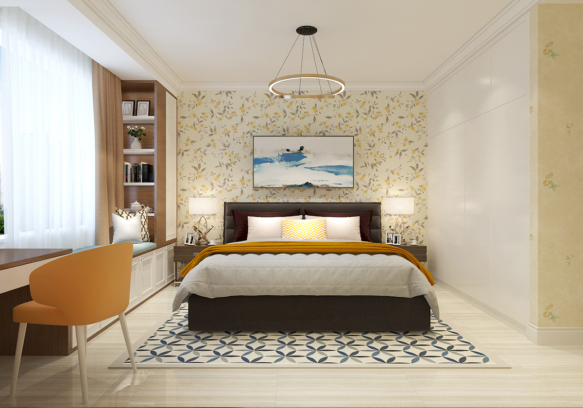 鳴湖半島132平米現代簡約風格裝修效果圖